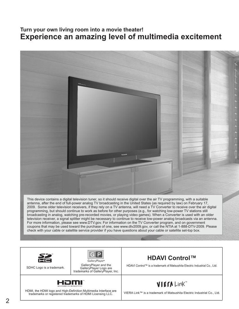 Panasonic TH50PX80UOM TV Operating Manual