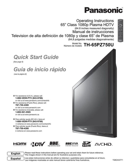 Panasonic TH65PZ750UOM TV Operating Manual