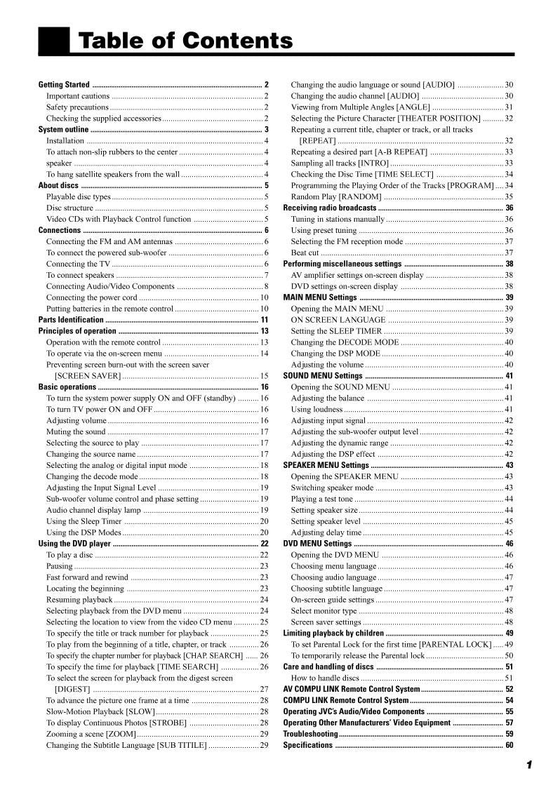 JVC THA10 THA10J XVATH10 Audio System Operating Manual