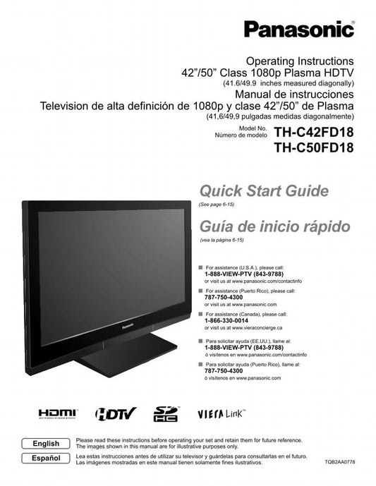 Panasonic THC50FD18OM TV Operating Manual