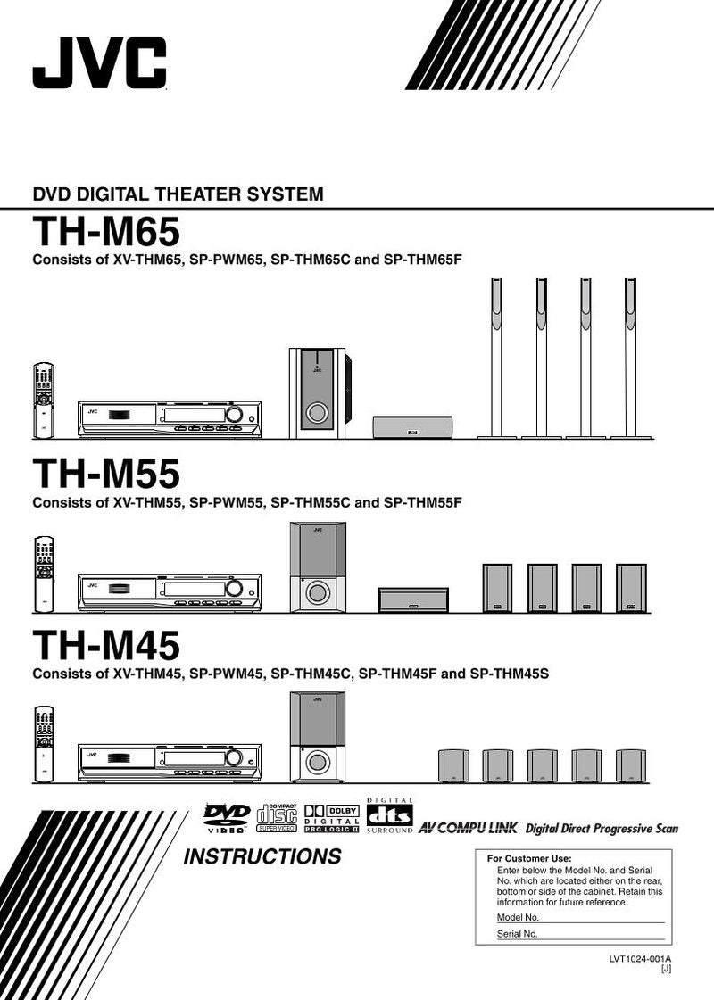 JVC THM45 THM55 THM65 Home Theater System Operating Manual