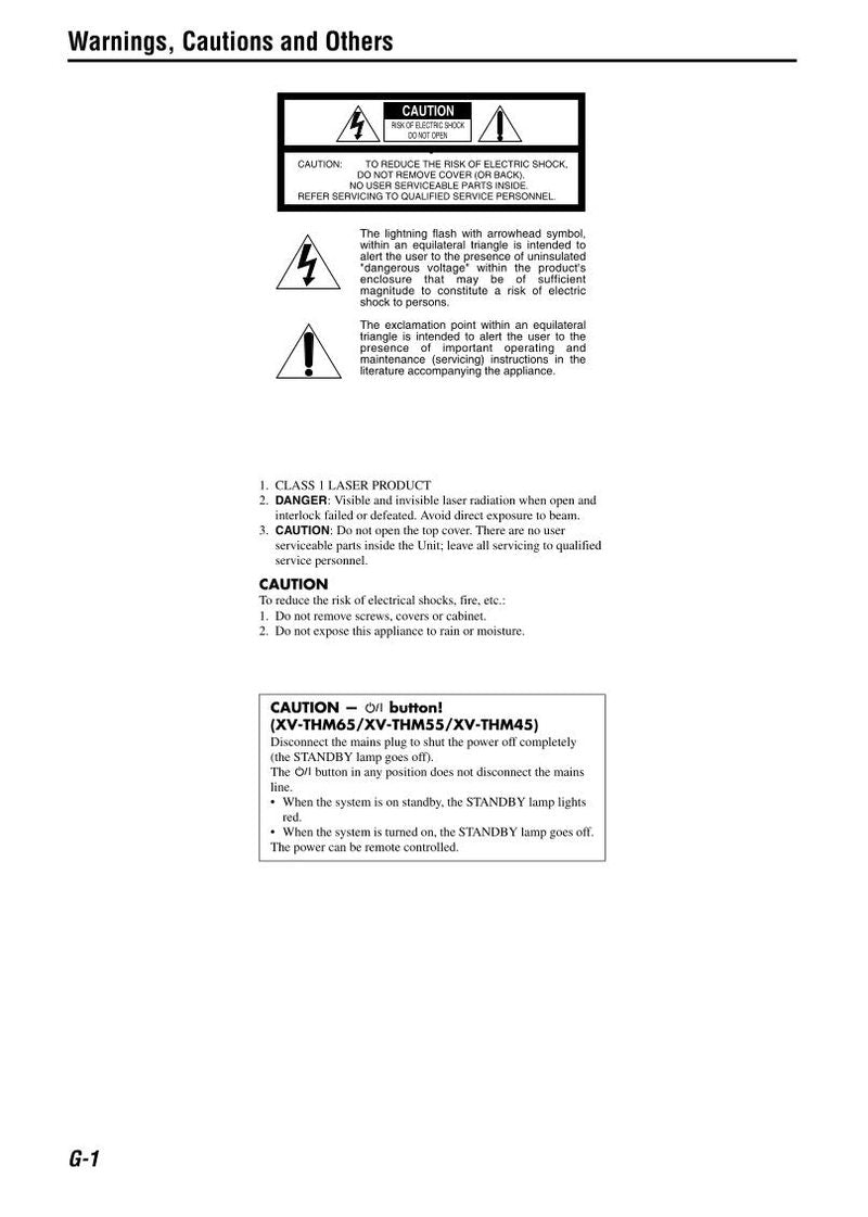 JVC THM45 THM55 THM65 Home Theater System Operating Manual