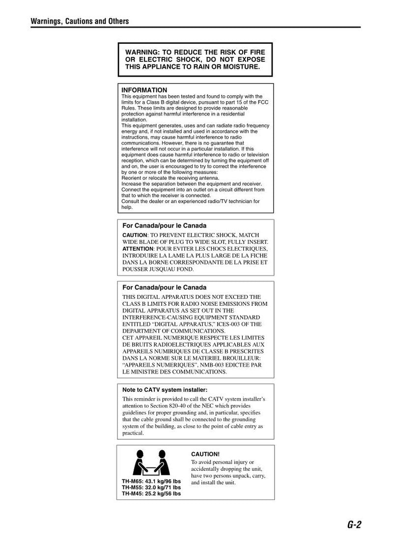 JVC THM45 THM55 THM65 Home Theater System Operating Manual