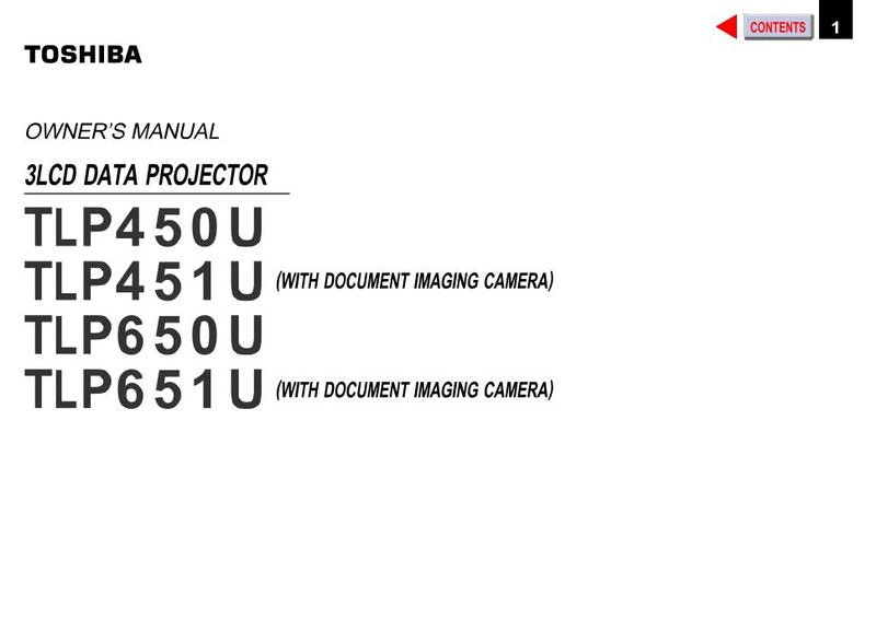 Toshiba TLP450U TLP451U TLP650U Projector Operating Manual