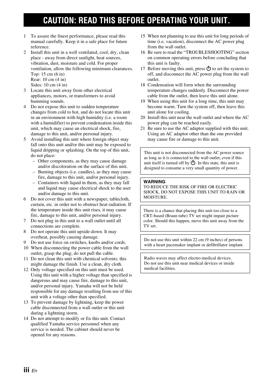 Yamaha TSX-B72 Audio System Owner's/ User Manual (Pages: 56)