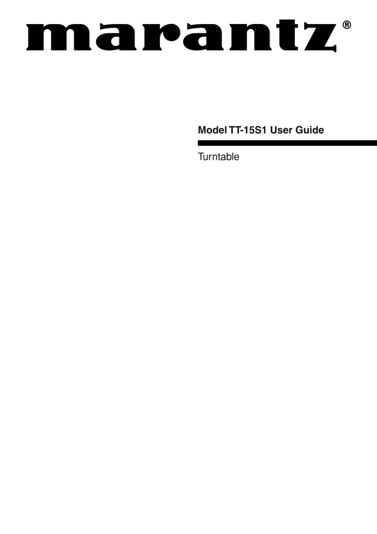 Marantz TT-15 S 1 Turntable Owner/ User Manual (Pages: 19)
