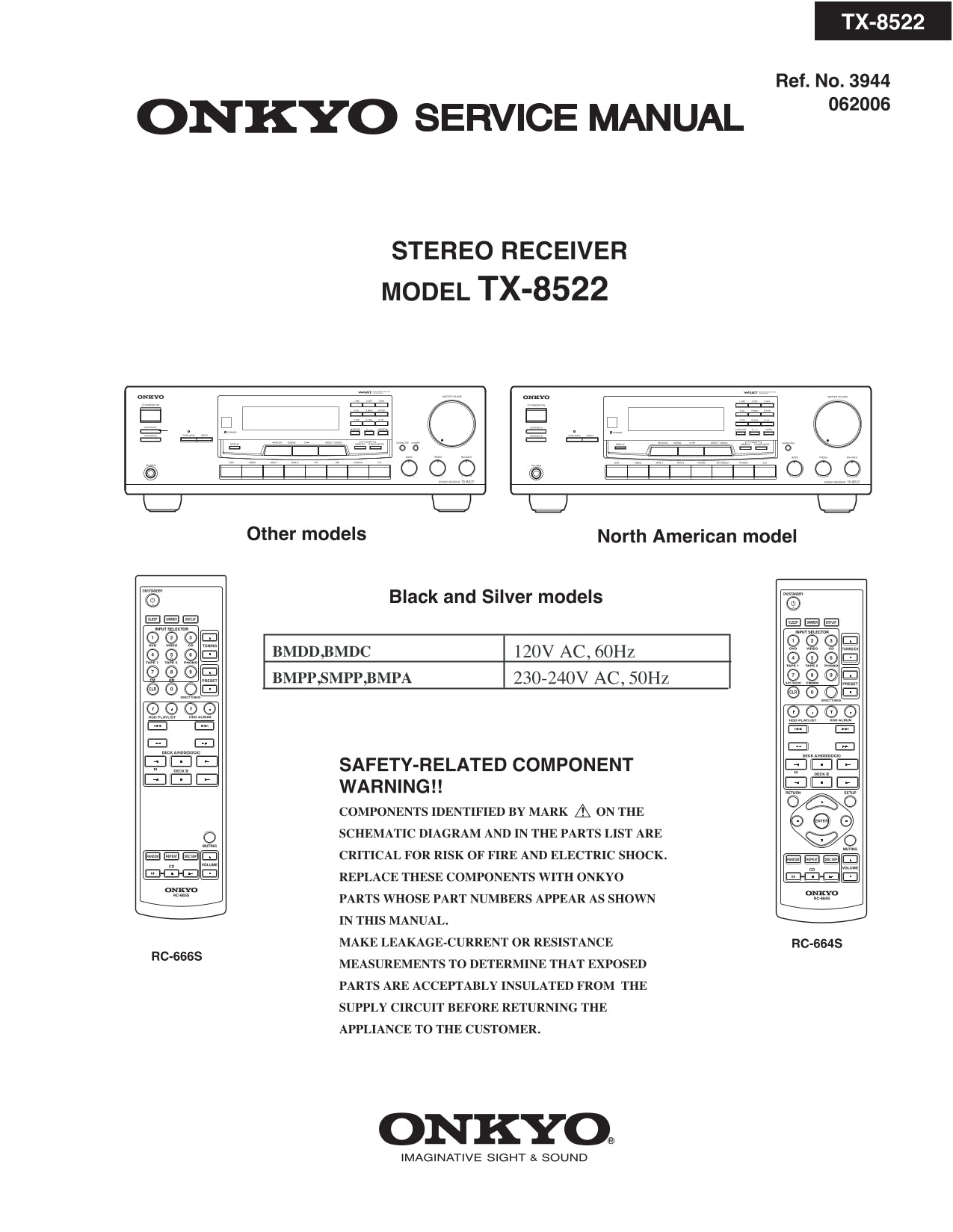 Onkyo TX-8522 Stereo Receiver Service Manual (Pages: 53)