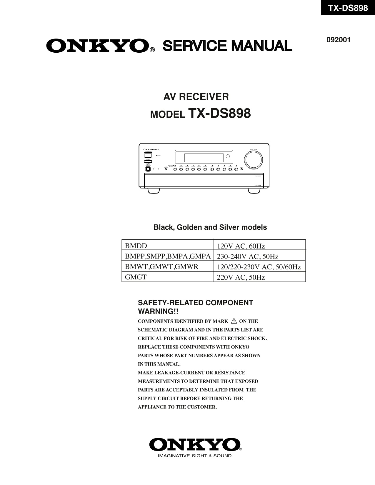 Onkyo TX-DS898 AV Receiver Service Manual (Pages: 31)