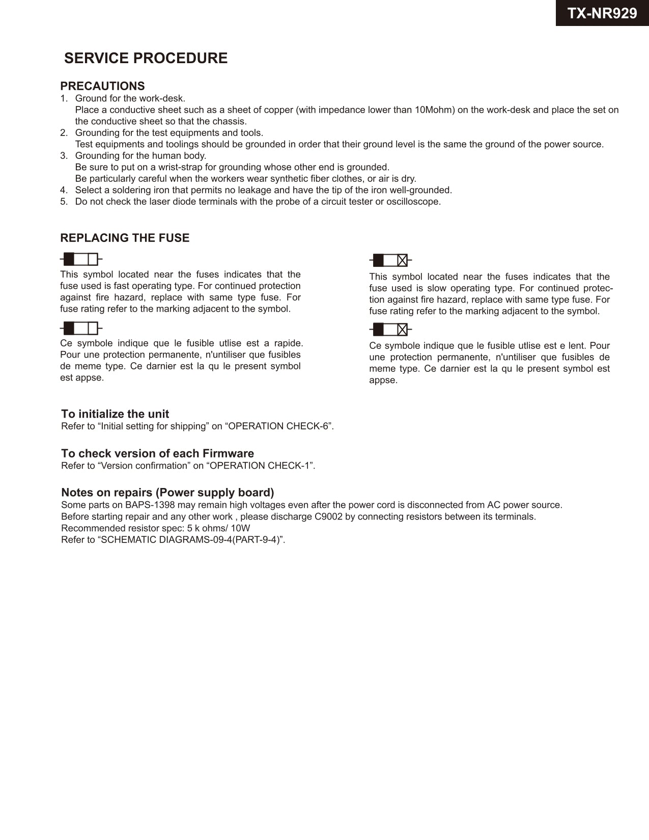Onkyo TX-NR929 AV Receiver Service Manual (Pages: 142)