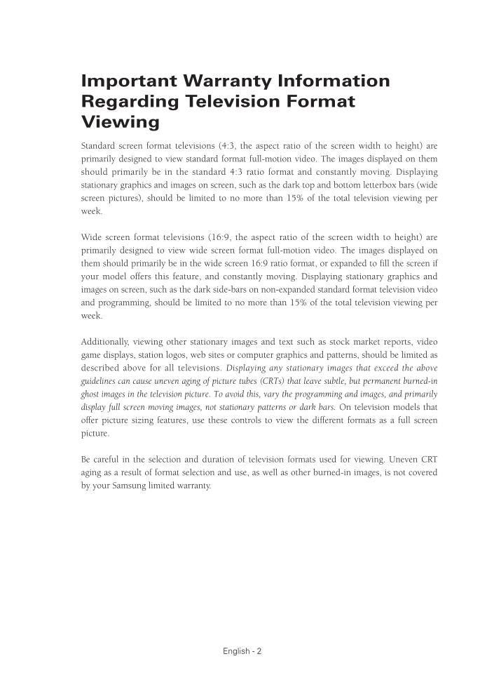 Samsung TXR2779 TV Operating Manual