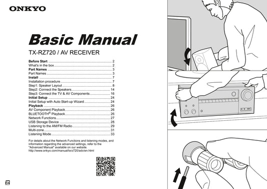 Onkyo TX-RZ720 Audio Receiver Owner's/ User Manual (Pages: 36)