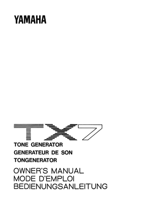 Yamaha TX7 Tone Generator Owner/ User Manual (Pages: 48)