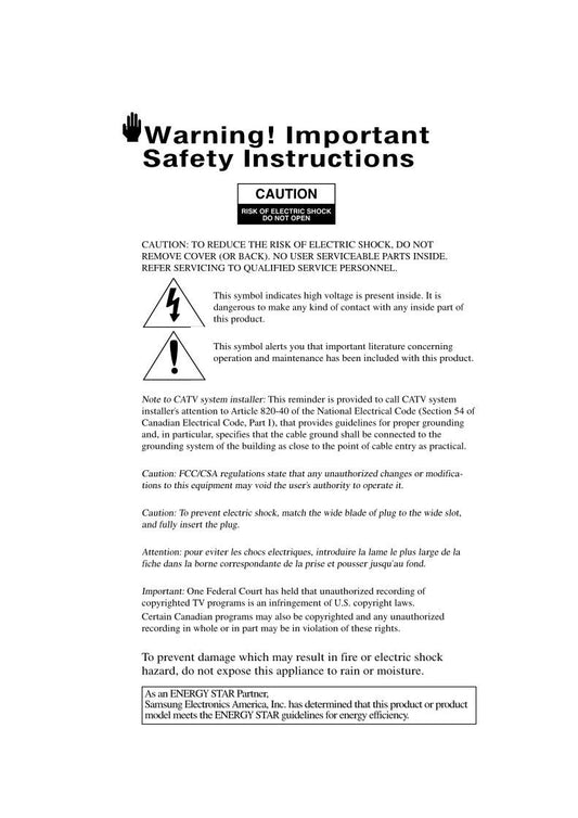 Samsung HLS6165WX HLS6165WX/XAA HLS6186W TV Operating Manual