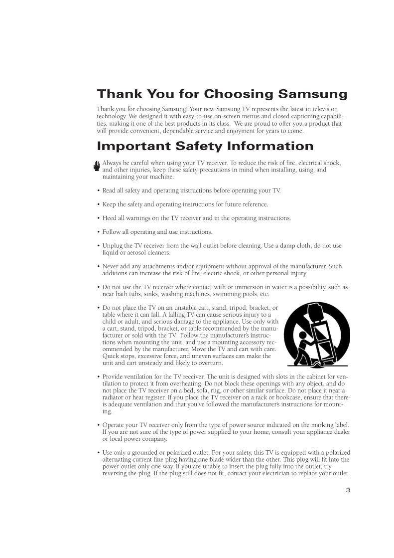 Samsung HLR5067WXXAA HLS6187WX LN52A650A TV Operating Manual