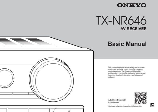 Onkyo TX-NR646 Audio/Video Receiver Operating Manual