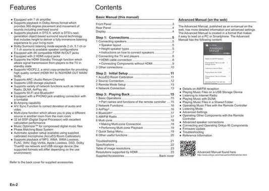 Onkyo TX-NR646 Audio/Video Receiver Operating Manual