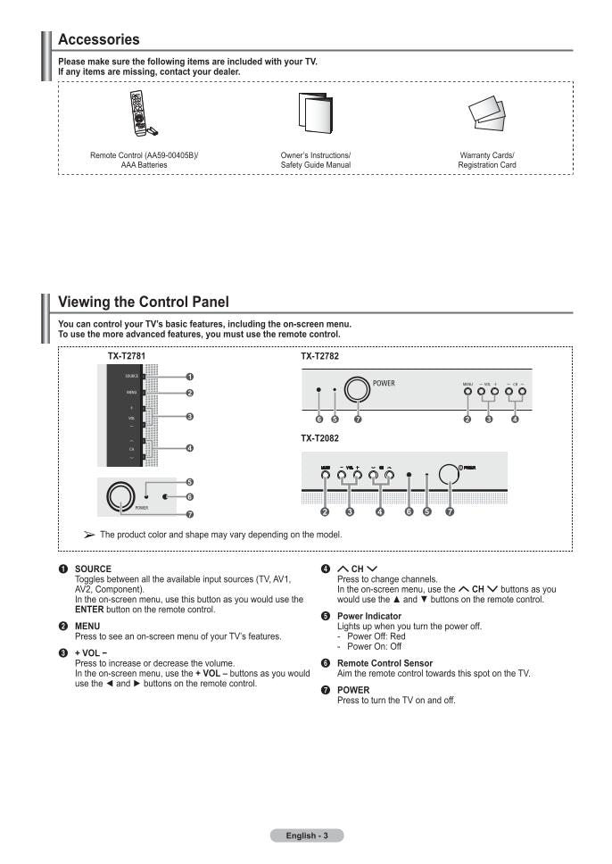 Samsung TXT2082 TXT2781 TXT2782 TV Operating Manual