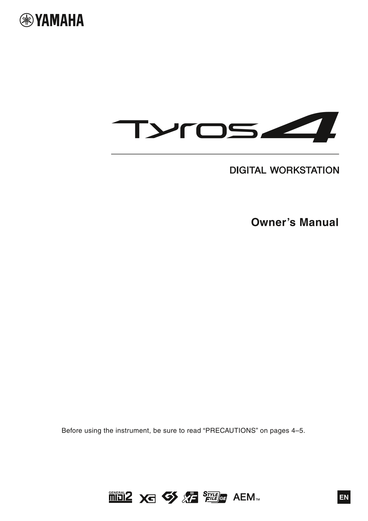 Yamaha Tyros4 Digital Workstation Keyboard Piano Owner's/ User Manual (Pages:126)