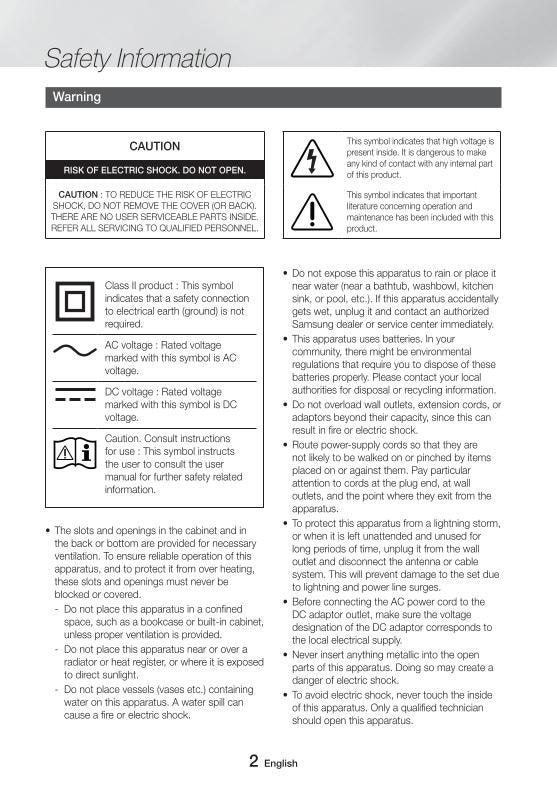 Samsung UBDM7500 Blu-Ray & Home Theater System Operating Manual