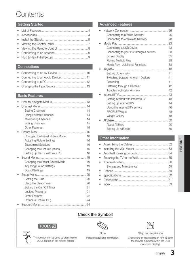 Samsung UN32D6500 UN40D6500 UN46D6500 TV Operating Manual