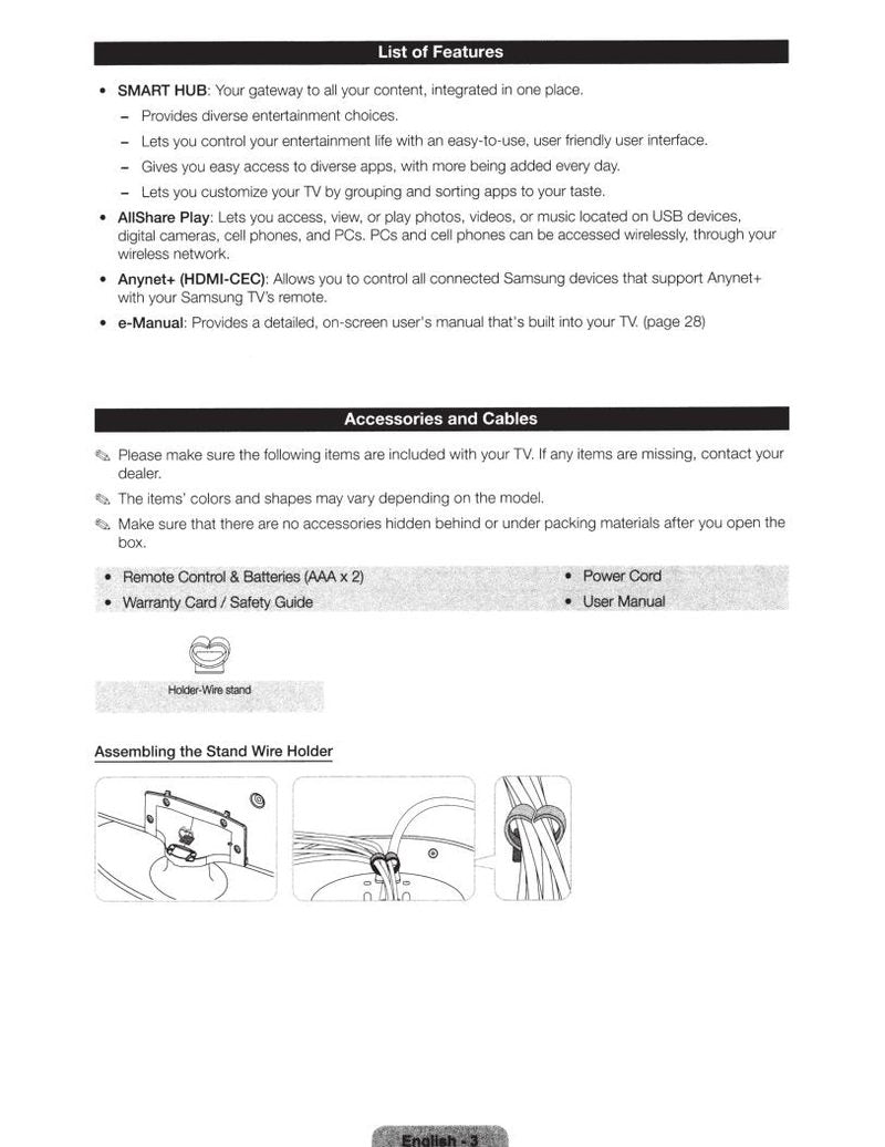 Samsung UN32EH5300F UN40EH5300F UN40EH5300FXZA TV Operating Manual