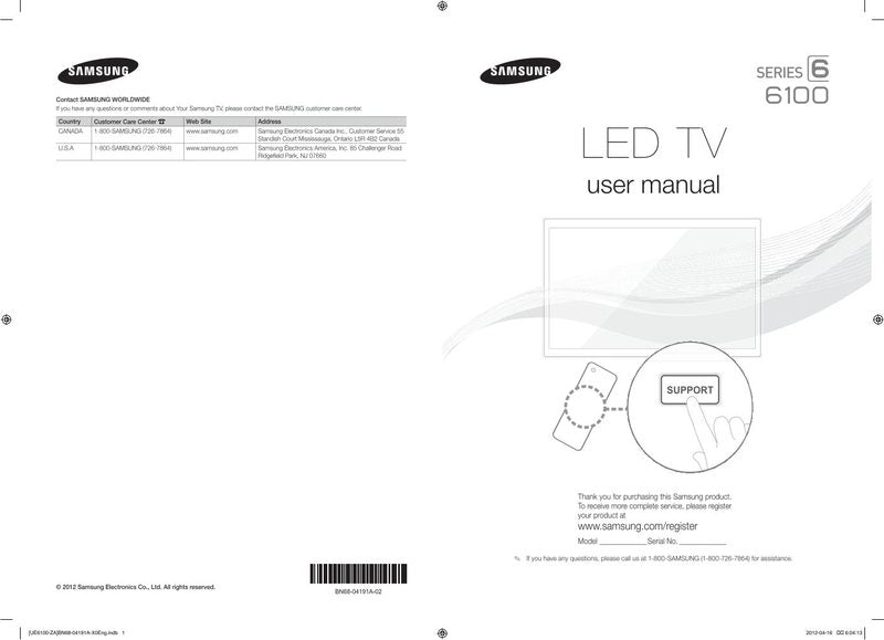 Samsung UN40ES6100F TV Operating Manual