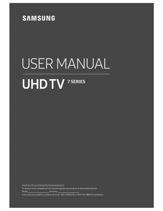 Samsung UN40NU7100 UN40NU7100FXZA UN40NU710D TV Remote Control Operating Manual