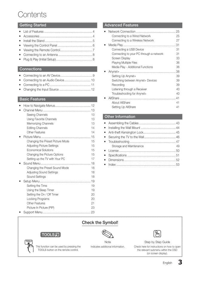 Samsung UN40C6300 UN46C6300 UN55C6300 TV Operating Manual