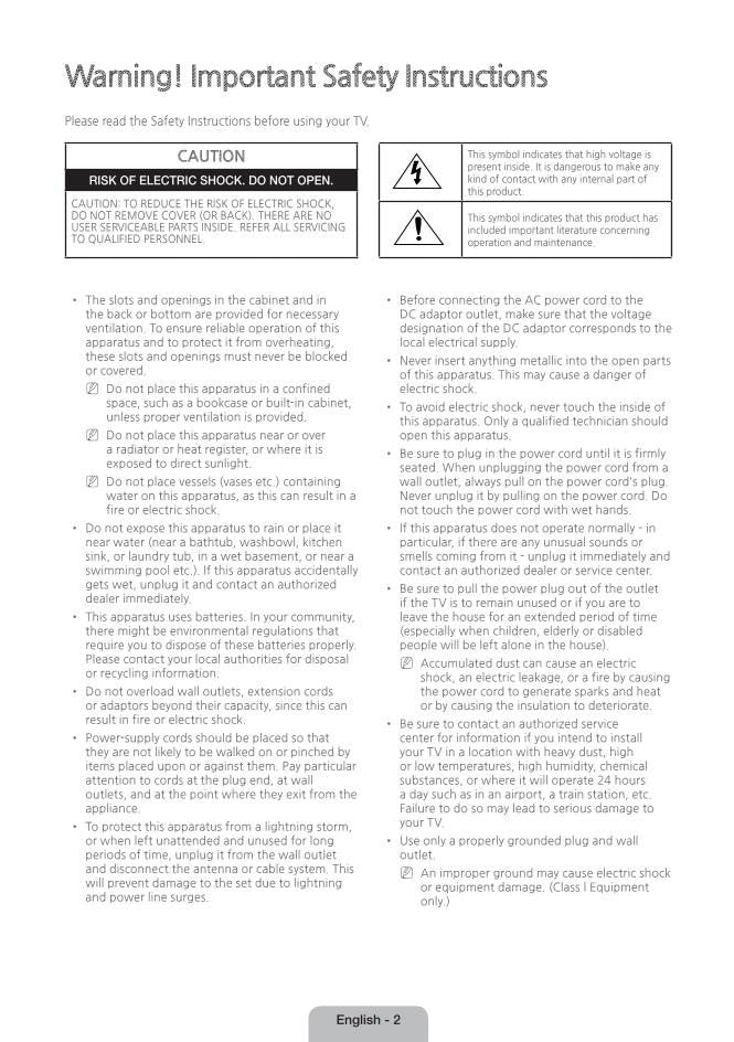 Samsung UN55JS9000FXZA UN65JS9000FXZA TV Operating Manual