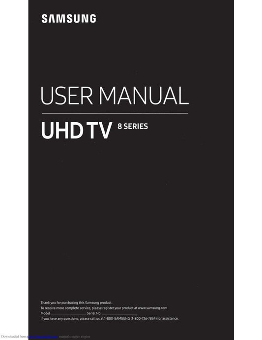 Samsung UN49NU8000 UN49NU8000FXZA UN49NU800D TV Operating Manual