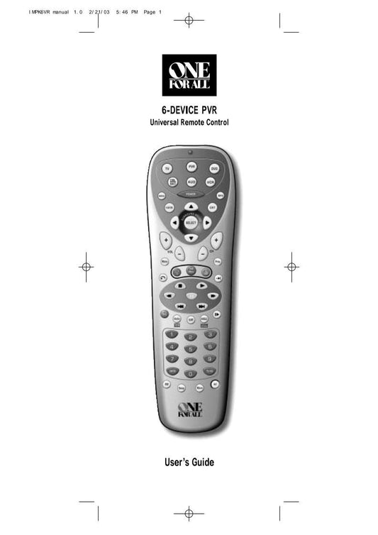 One For All URC6131 & Codes Universal Remote Control Operating Manual