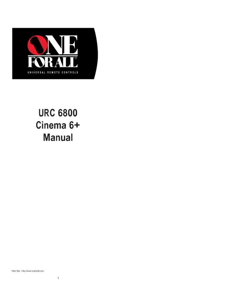 One For All URC6800 & Codes Universal Remote Control Operating Manual