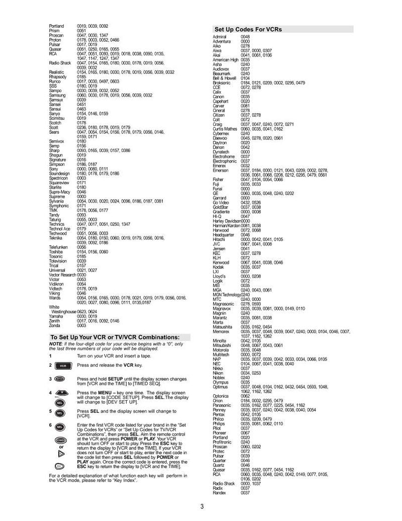 One For All URC8780 & Codes Universal Remote Control Operating Manual