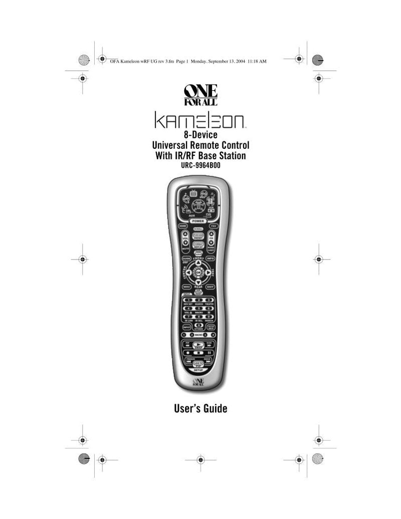 One For All URC9964B00OM Universal Remote Control Operating Manual