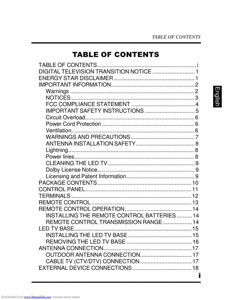 Westinghouse UW46T7HW TV Operating Manual