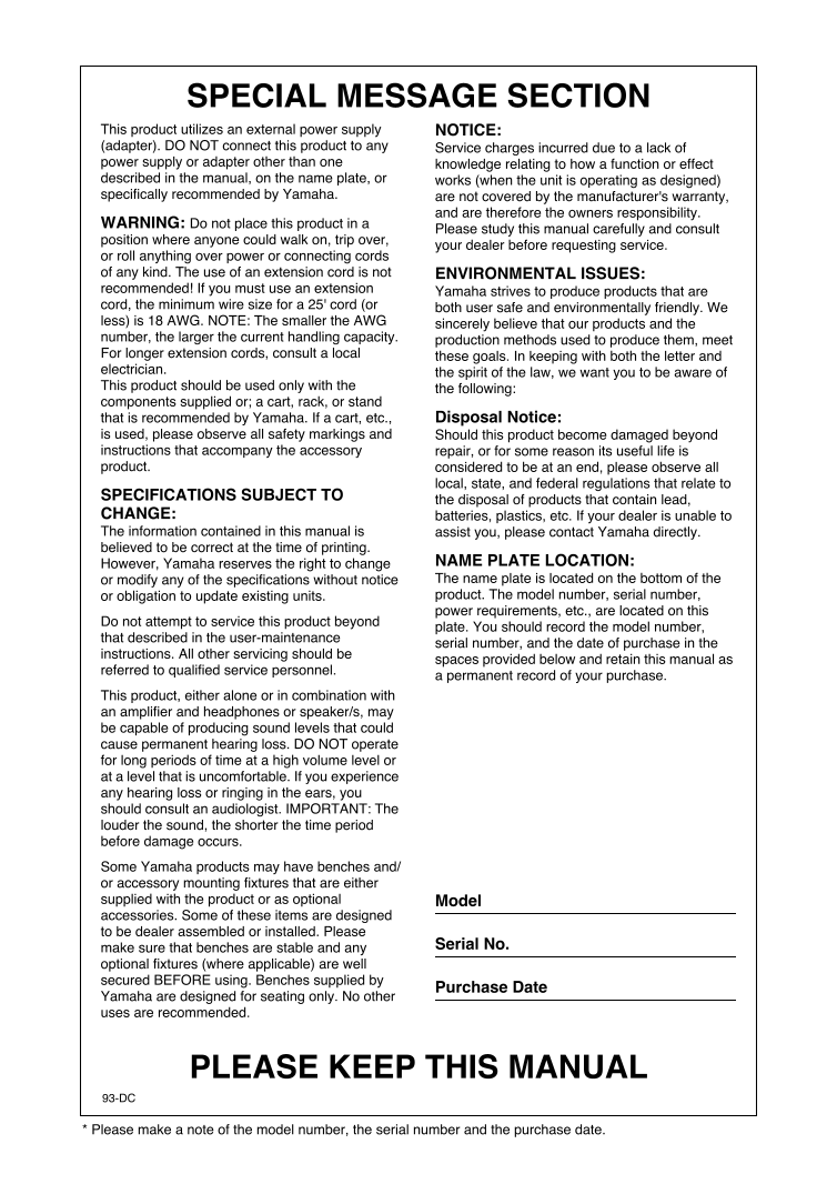 Yamaha UX16 USB-MIDI Interface Owner/ User Manual (Pages: 30)