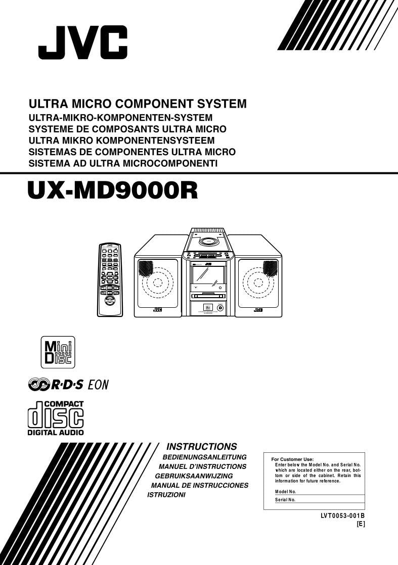 JVC UXMD9000R Audio System Operating Manual