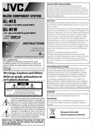 JVC CAUXN1S CAUXN1W SPUXN1S Audio System Operating Manual