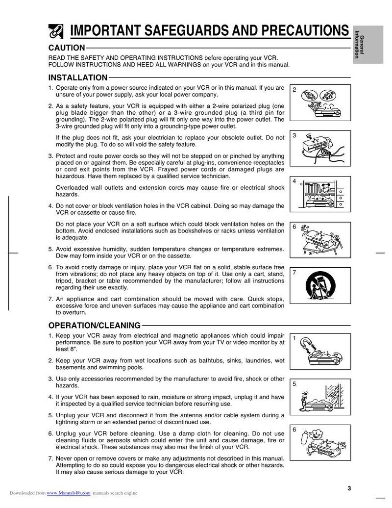 Sharp VCA552 VCR Operating Manual