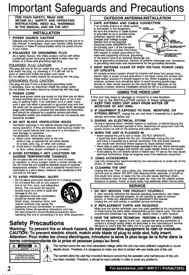 Quasar VHQ40M VCR Operating Manual