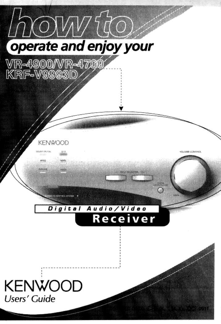 Kenwood KRFV9993D VR4700 VR4900 Audio System Operating Manual