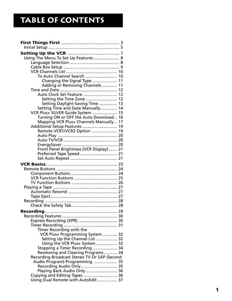 RCA VR701HF TV Operating Manual