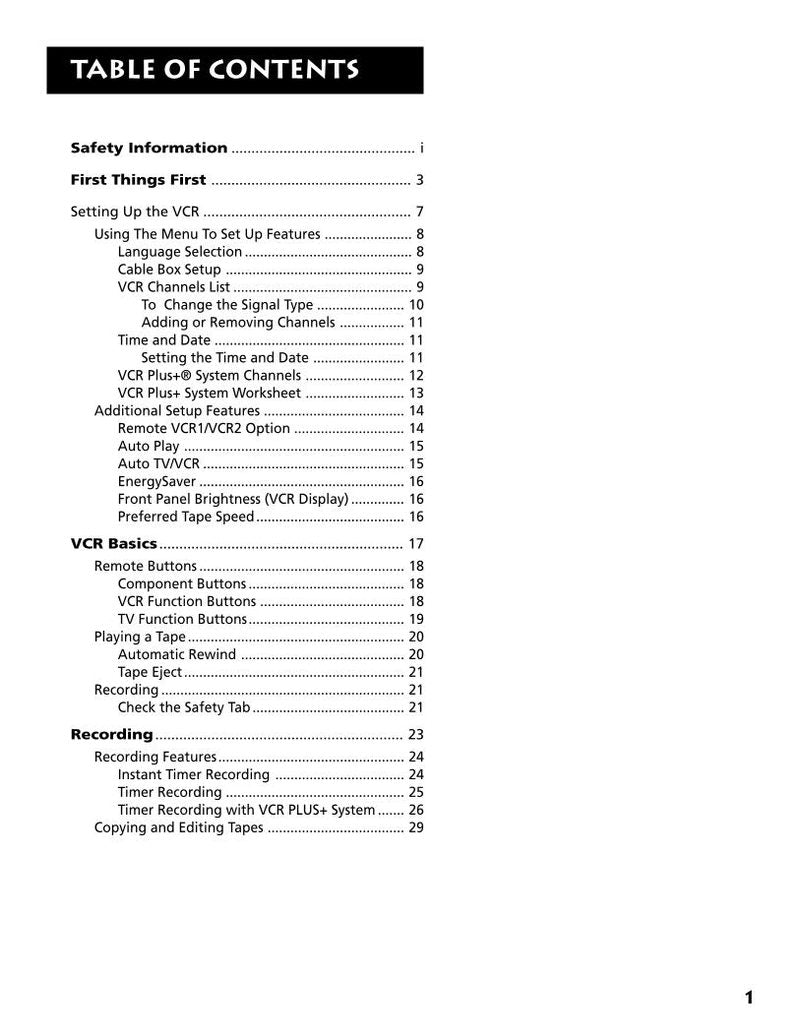 RCA VRS430 TV Operating Manual