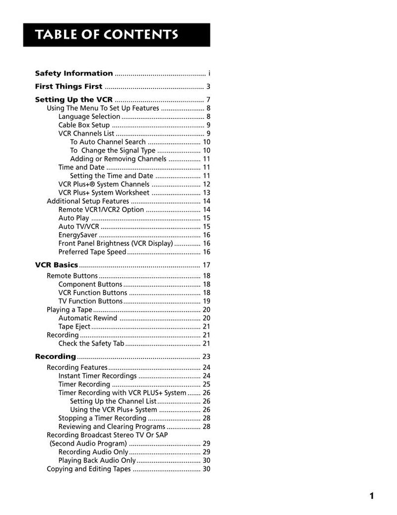 RCA VRS630 TV Operating Manual