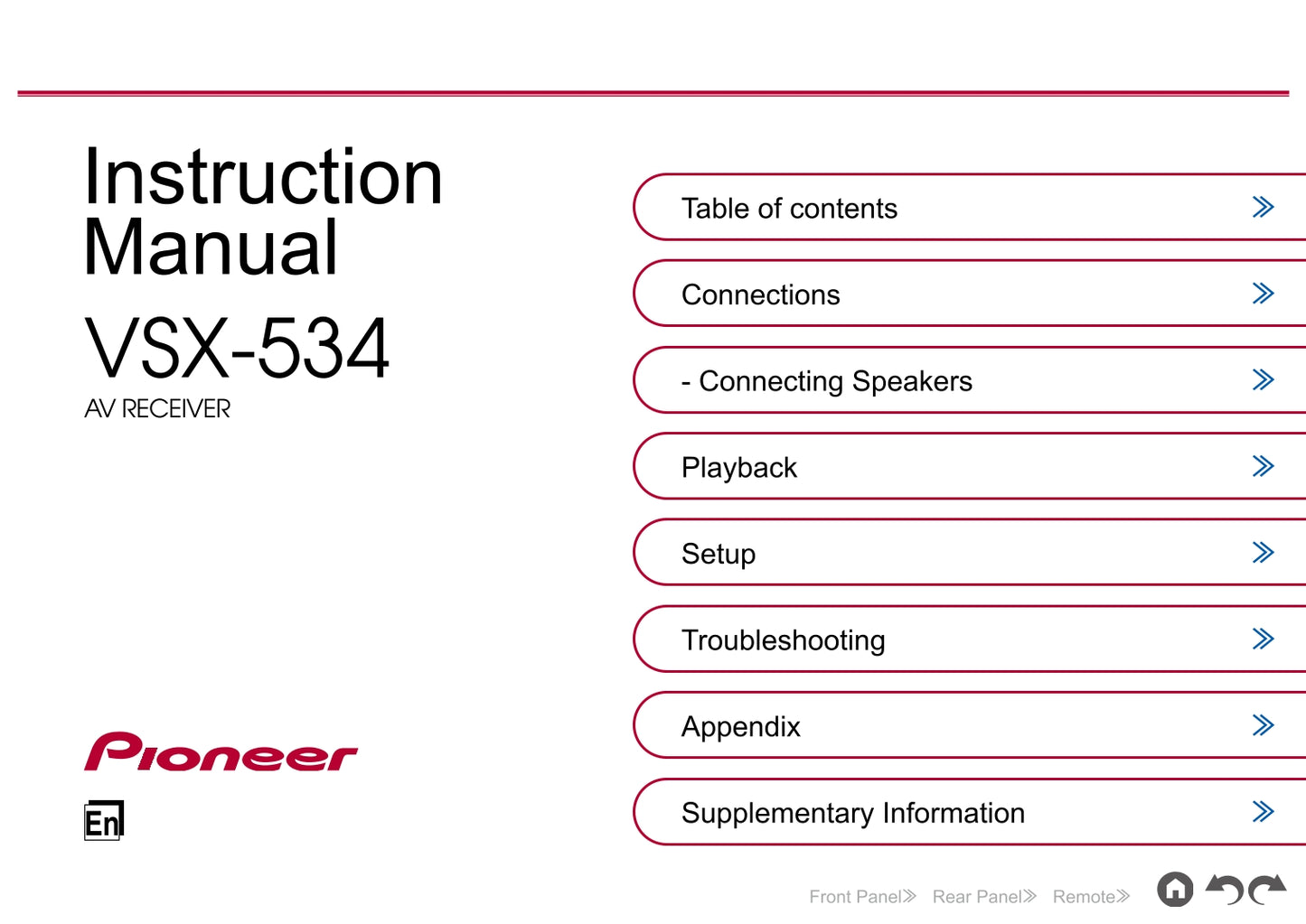 Pioneer VSX-534 Receiver Owner/ User Manual (Pages: 99)