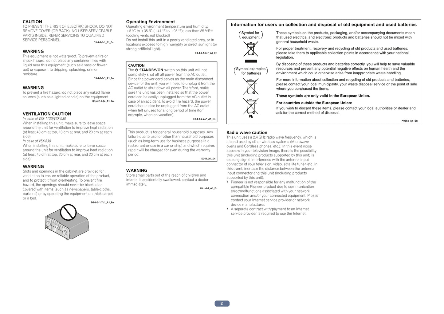 Pioneer VSX-830-K/S, VSX-930-K/S & VSX-1130-K Receiver Owner/ User Manual (Pages: 142)