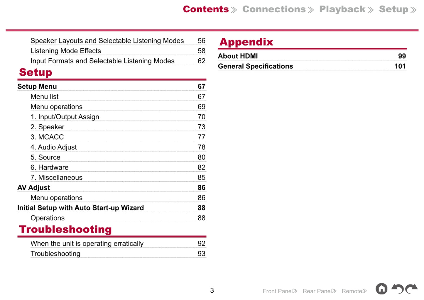 Pioneer VSX-834 Receiver Owner/ User Manual (Pages: 104)