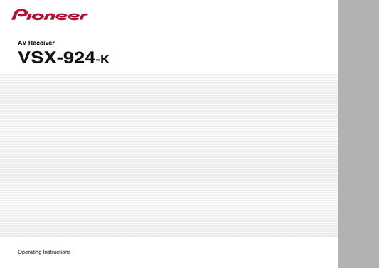 Pioneer VSX-924-K Receiver Owner/ User Manual (Pages: 121)