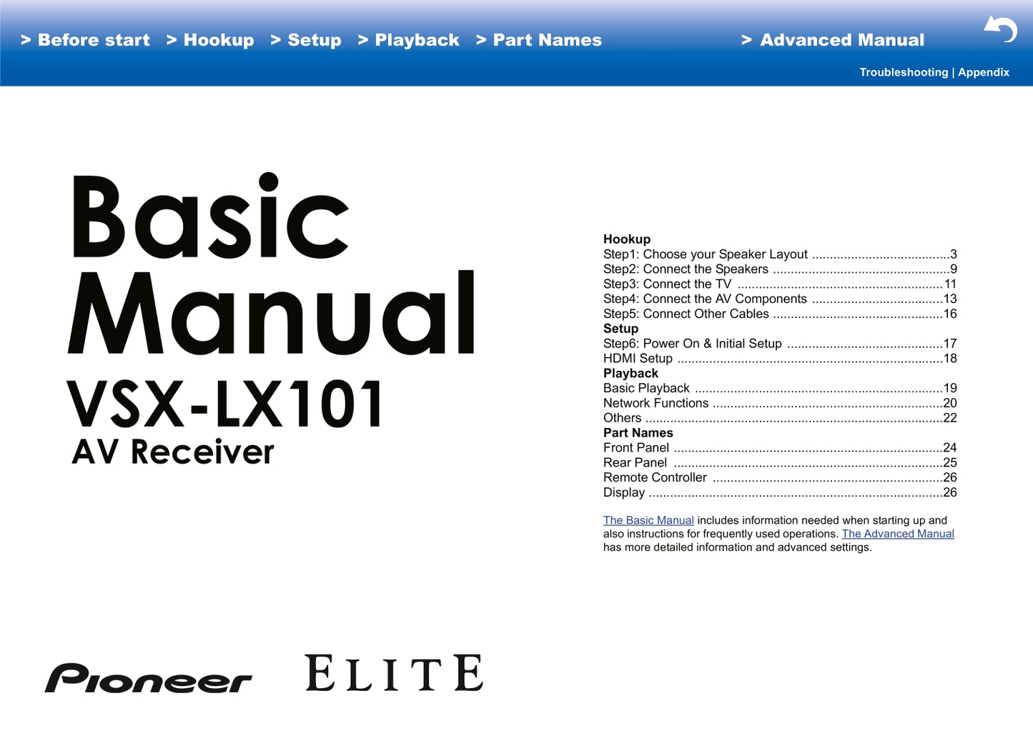 Pioneer VSX-LX101 Receiver Owner/ User Manual (Advanced) (Pages: 85)