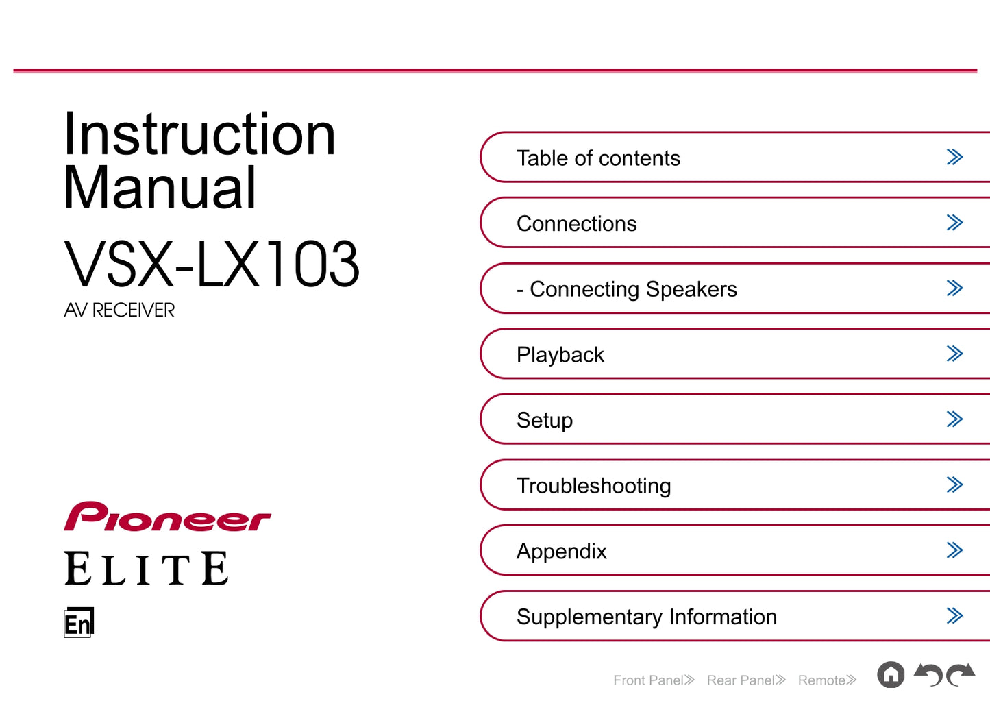 Pioneer VSX-LX103 Receiver Owner/ User Manual (Pages: 134)